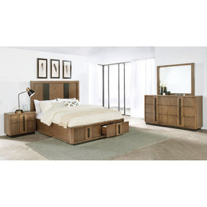 English Elm Moraga Fluted Queen Bedroom Set with Ash Veneer Finish and Coordinated Storage Pieces B062S02338