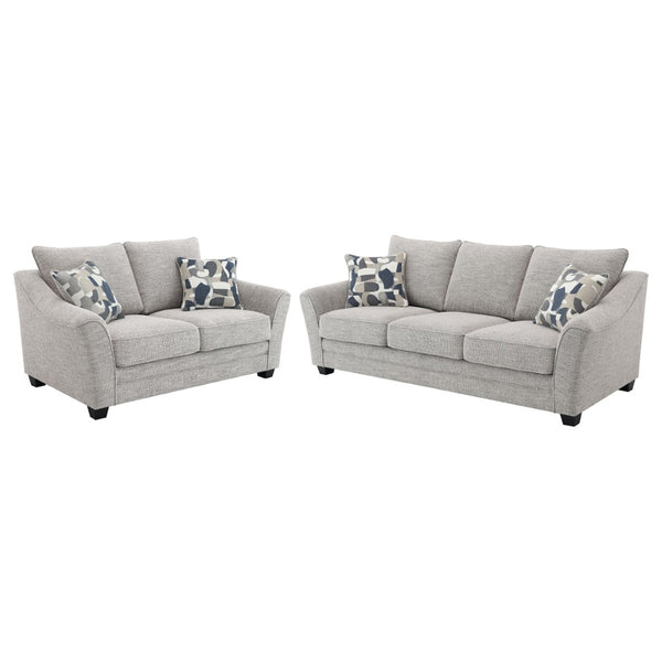 English Elm Lido Boucle Upholstered Sofa and Loveseat Set for Contemporary Living Rooms B062S02340