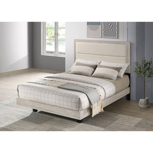 English Elm Strout Boucle Upholstered Full Bed Floating Panel Frame in Neutral Cream Finish B062S02341