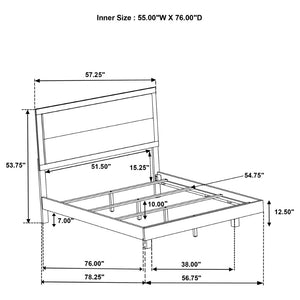 English Elm Strout Boucle Upholstered Full Bed Floating Panel Frame in Neutral Cream Finish B062S02341