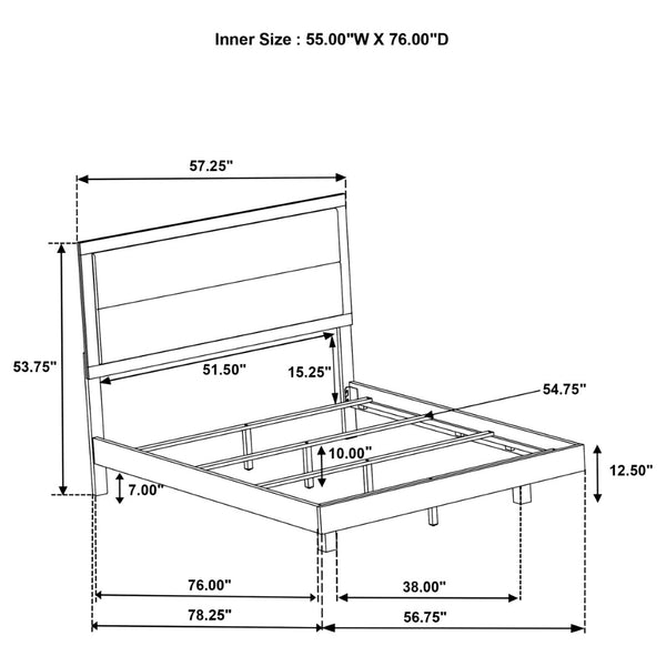 English Elm Strout Boucle Upholstered Full Bed Floating Panel Frame in Neutral Cream Finish B062S02341