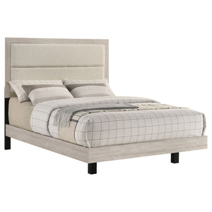English Elm Strout Boucle Upholstered Full Bed Floating Panel Frame in Neutral Cream Finish B062S02341