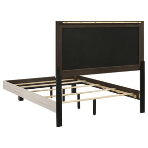 English Elm Strout Boucle Upholstered Full Bed Floating Panel Frame in Neutral Cream Finish B062S02341
