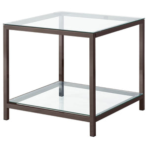 English Elm Natasha Tempered Glass and Steel 2 Piece Living Room Coffee Table Set Modern B062S02342