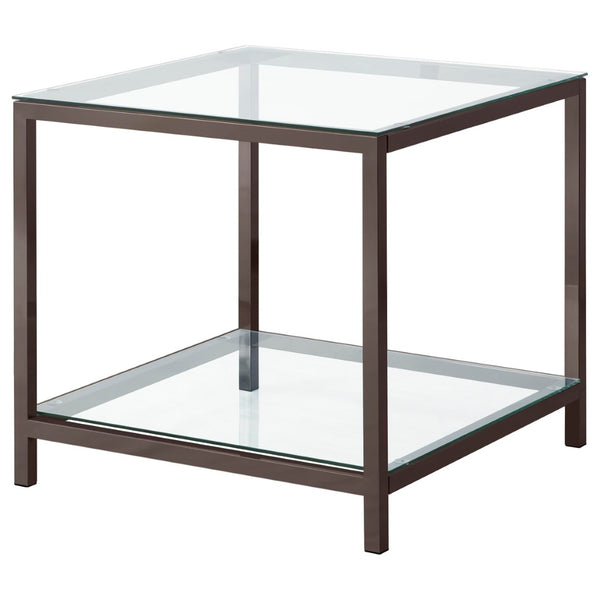 English Elm Natasha Tempered Glass and Steel 2 Piece Living Room Coffee Table Set Modern B062S02342