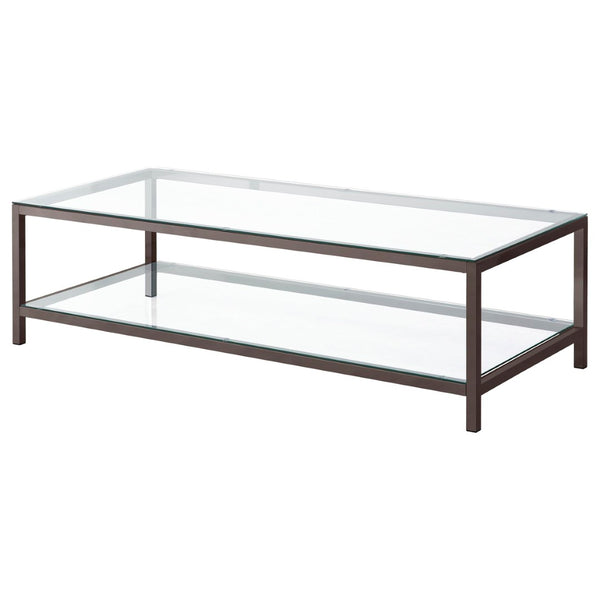 English Elm Natasha Tempered Glass and Steel 2 Piece Living Room Coffee Table Set Modern B062S02342