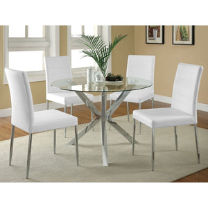 English Elm Isolde Round Glass Top Dining Table with Sculptural Chrome Base Seats Four B062S02344