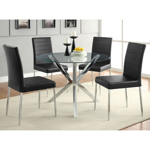 English Elm Isolde Round Glass Top Dining Table with Sculptural Chrome Base Seats Four B062S02344