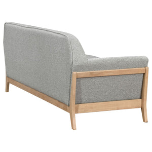 English Elm Caspian Retro Inspired Sofa with Blonde Rubberwood Frame and Flared Arms for Living Room B062S02345