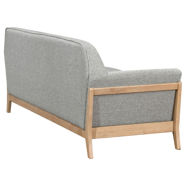 English Elm Caspian Retro Inspired Sofa with Blonde Rubberwood Frame and Flared Arms for Living Room B062S02345
