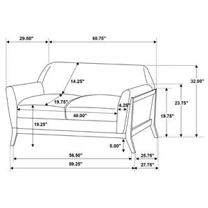 English Elm Stewart Curved Track Arm Loveseat Sculptural Contemporary Seat for Modern Living Rooms B062S02346