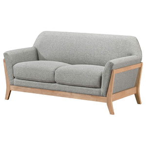 English Elm Stewart Curved Track Arm Loveseat Sculptural Contemporary Seat for Modern Living Rooms B062S02346