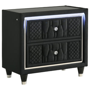 English Elm Black Velvet Queen Bedroom Set with LED Headboard and Fireplace Dresser Included B062S02350