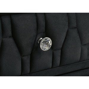 English Elm Black Velvet Eastern King Bedroom Set with LED Wingback Bed and Eight Drawer Dresser B062S02351