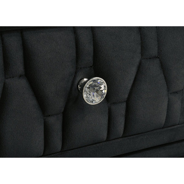 English Elm Black Velvet Wingback Eastern King Bedroom Set with LED Lighting and Fireplace Dresser B062S02353