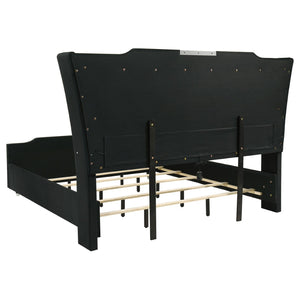 English Elm Black Velvet Wingback Eastern King Bedroom Set with LED Lighting and Fireplace Dresser B062S02353