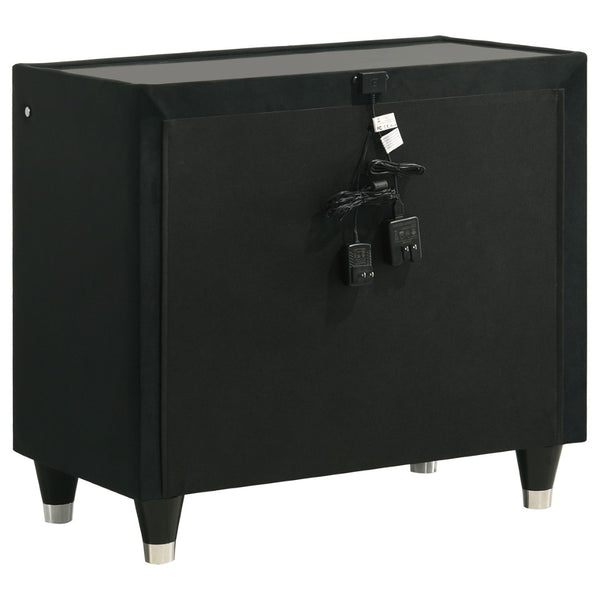 English Elm Black Velvet Wingback Eastern King Bedroom Set with LED Lighting and Fireplace Dresser B062S02353