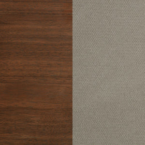 English Elm Walnut Veneer Eastern King Bed Taupe Upholstered Headboard Low Profile Frame B062S02360