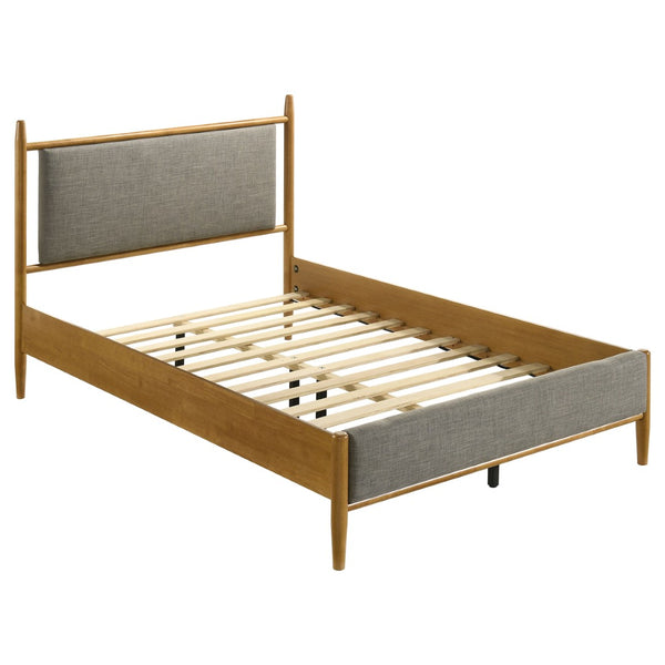 English Elm Grey Upholstered Full Platform Bed with Wood Frame Mid-Century Modern Low Profile B062S02383