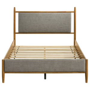 English Elm Grey Upholstered Full Platform Bed with Wood Frame Mid-Century Modern Low Profile B062S02383