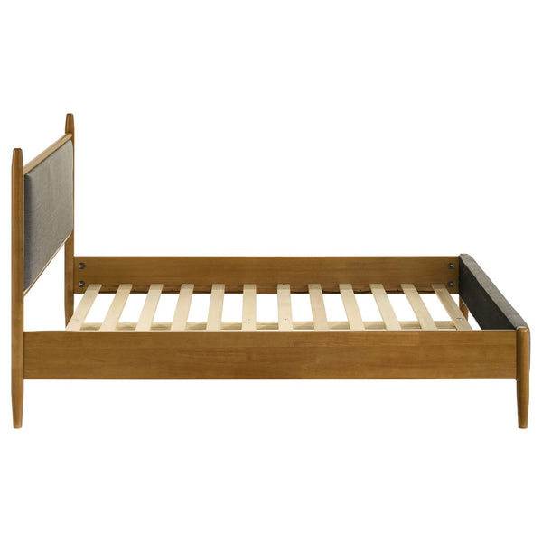 English Elm Grey Upholstered Full Platform Bed with Wood Frame Mid-Century Modern Low Profile B062S02383