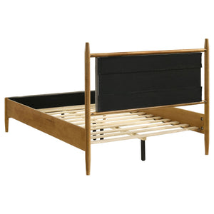English Elm Grey Upholstered Full Platform Bed with Wood Frame Mid-Century Modern Low Profile B062S02383