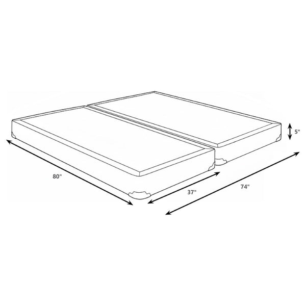 English Elm Grey Split Eastern King Foundation Low Profile Box Spring with Slatted Support B062S02393