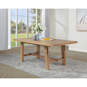 English Elm Natural Oak Veneer Extension Dining Table with Leaf Rustic Farmhouse Transitional B062S02395