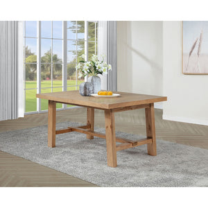 English Elm Natural Oak Veneer Extension Dining Table with Leaf Rustic Farmhouse Transitional B062S02395