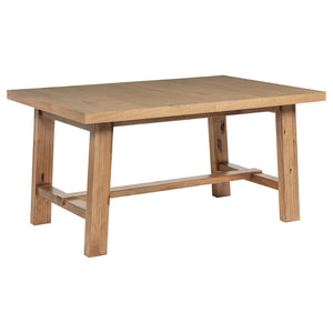English Elm Natural Oak Veneer Extension Dining Table with Leaf Rustic Farmhouse Transitional B062S02395