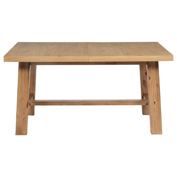 English Elm Natural Oak Veneer Extension Dining Table with Leaf Rustic Farmhouse Transitional B062S02395