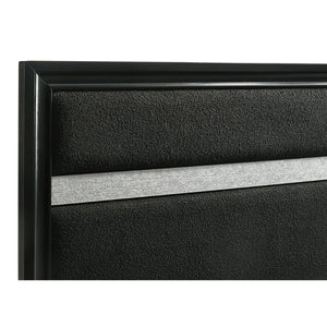 English Elm Black Glam Queen Bedroom Set with Crystal Pulls Glitter Headboard and Felt Jewelry Drawer B062S02398