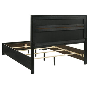 English Elm Black Glam Queen Bedroom Set with Crystal Pulls Upholstered Bed and Jewelry Drawers B062S02399