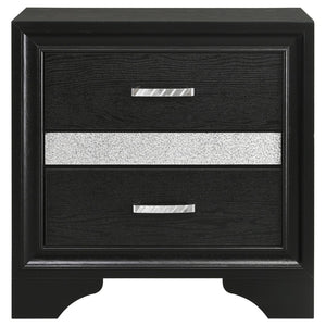 English Elm Black Glam Twin Bedroom Set with Crystal Hardware and Glitter Upholstered Headboard B062S02401