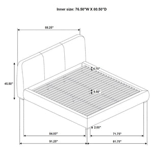 English Elm Brown Fabric Eastern King Platform Bed with Flared Stitched Headboard for Modern Bedrooms B062S02408