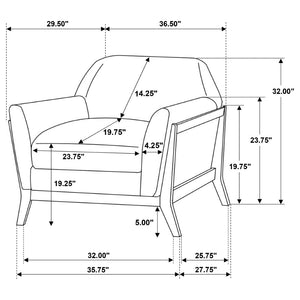 English Elm Caspian Retro Accent Chair Curved Backrest Rubberwood Frame Grey Polyester Seat B062S02411