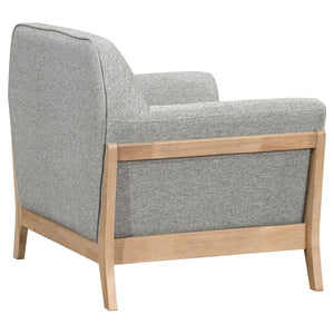 English Elm Caspian Retro Accent Chair Curved Backrest Rubberwood Frame Grey Polyester Seat B062S02411