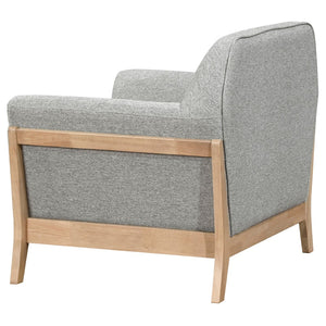 English Elm Caspian Retro Accent Chair Curved Backrest Rubberwood Frame Grey Polyester Seat B062S02411