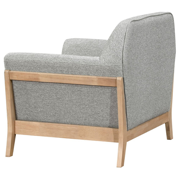 English Elm Caspian Retro Accent Chair Curved Backrest Rubberwood Frame Grey Polyester Seat B062S02411