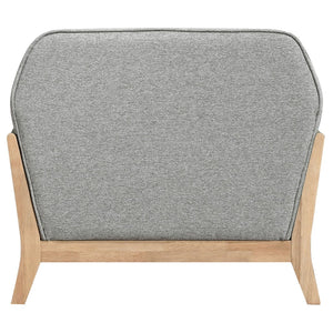 English Elm Caspian Retro Accent Chair Curved Backrest Rubberwood Frame Grey Polyester Seat B062S02411