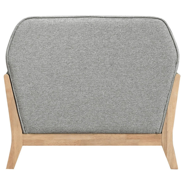 English Elm Caspian Retro Accent Chair Curved Backrest Rubberwood Frame Grey Polyester Seat B062S02411