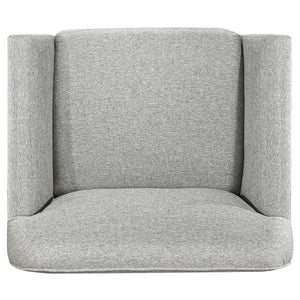 English Elm Caspian Retro Accent Chair Curved Backrest Rubberwood Frame Grey Polyester Seat B062S02411