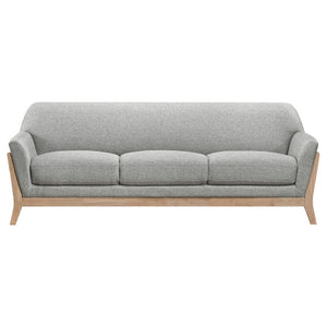 English Elm Caspian Retro Sofa and Loveseat Set with Rubberwood Frame in Grey Polyester B062S02412