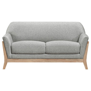 English Elm Caspian Retro Sofa and Loveseat Set with Rubberwood Frame in Grey Polyester B062S02412
