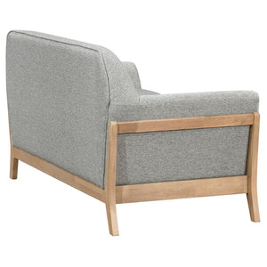 English Elm Caspian Retro Sofa and Loveseat Set with Rubberwood Frame in Grey Polyester B062S02412