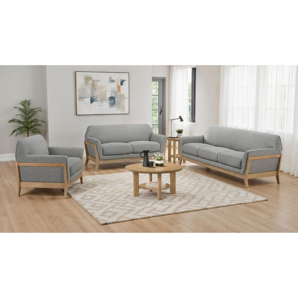 English Elm Caspian Retro Chic 3 Piece Living Room Set with Rubberwood Legs and Grey Polyester B062S02413