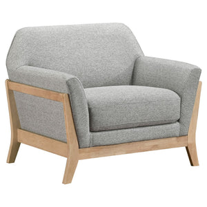 English Elm Caspian Retro Chic 3 Piece Living Room Set with Rubberwood Legs and Grey Polyester B062S02413