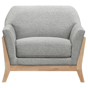 English Elm Caspian Retro Chic 3 Piece Living Room Set with Rubberwood Legs and Grey Polyester B062S02413