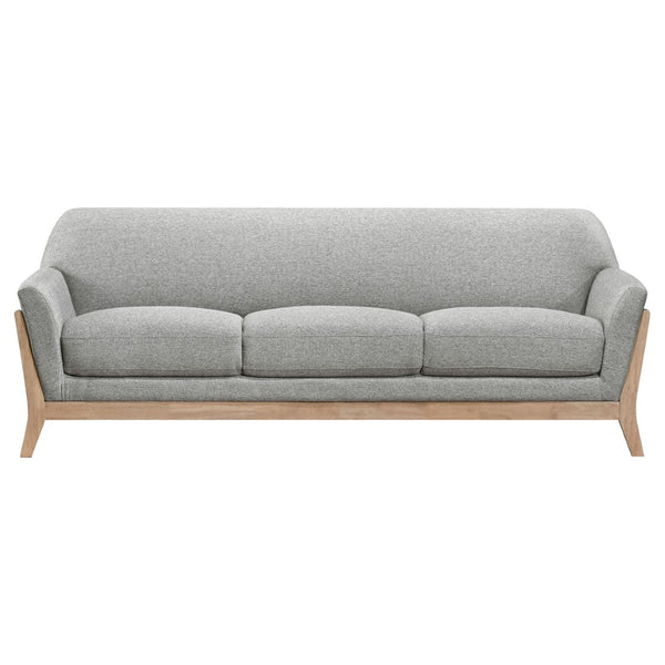 English Elm Caspian Retro Chic 3 Piece Living Room Set with Rubberwood Legs and Grey Polyester B062S02413