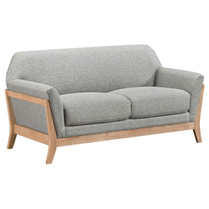 English Elm Caspian Retro Chic 3 Piece Living Room Set with Rubberwood Legs and Grey Polyester B062S02413